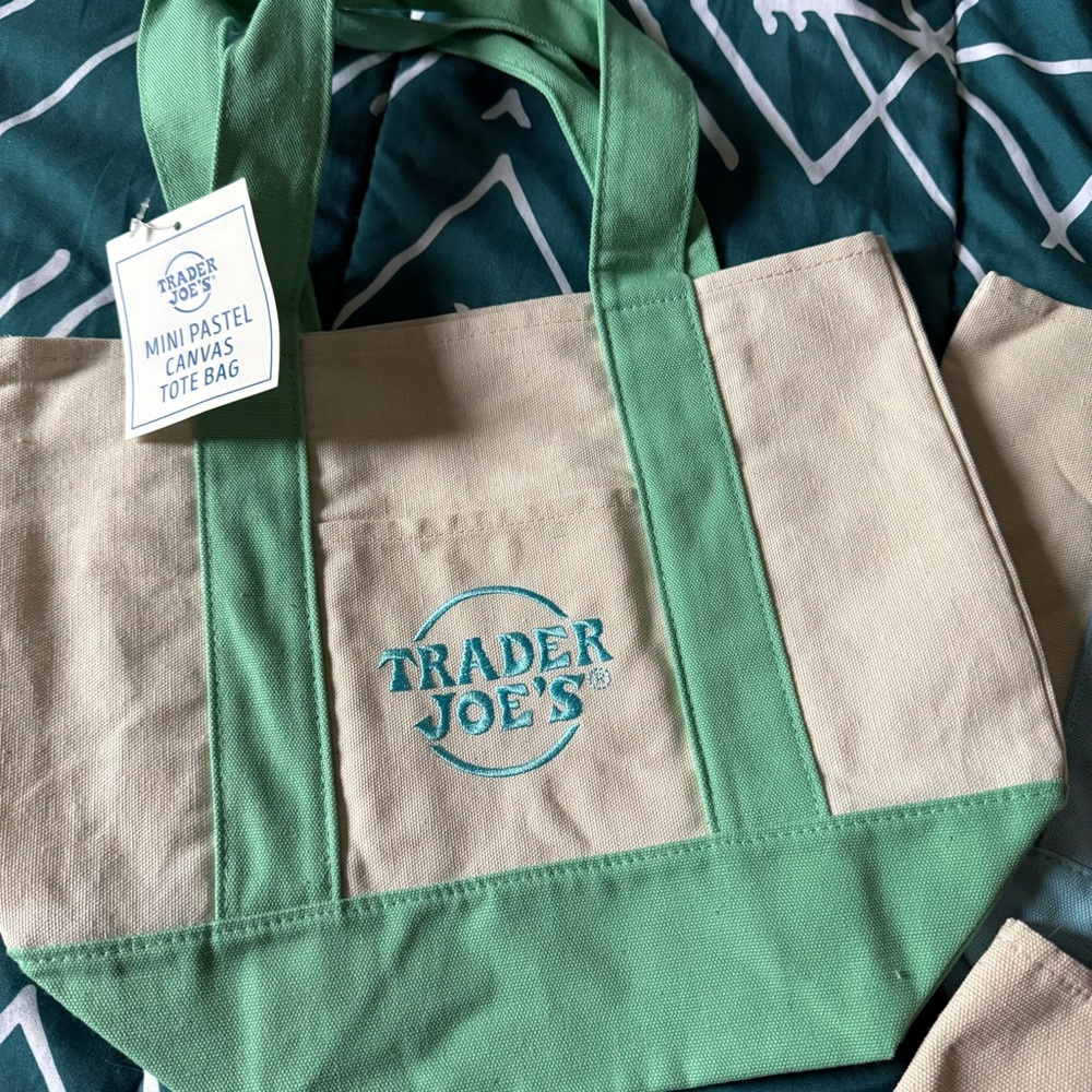 Trader Joe's Pastel Mini Canvas Tote Bag - Pink (Set / Single) - Picture 4 of 5